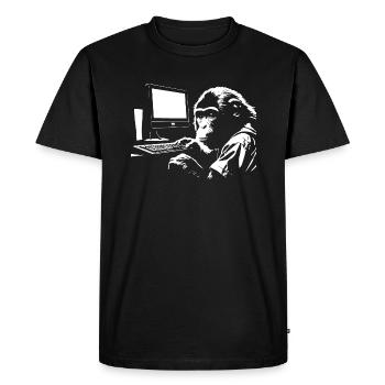 monkey in front of computer - Men's Premium Organic T-Shirt - black - Front - Nico (187cm)