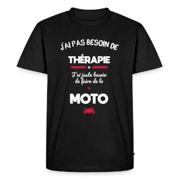 J'ai pas besoin de thérapie - besoin moto - T-shirt Premium bio Homme - noir - Devant - Nico (187cm)