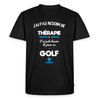 Golf - Pas besoin de thérapie besoin de jouer golf - T-shirt Premium bio Homme - noir - Devant - Nico (187cm)