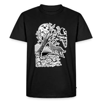 Wolf and raven - Men's Premium Organic T-Shirt - black - Front - Nico (187cm)