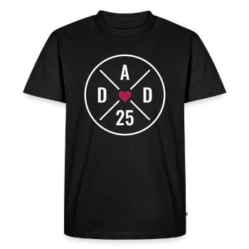 Papa 25 Bébé Papa Coeur Fête des Pères Cadeau Papa 2025 - T-shirt Premium bio Homme - noir - Devant - Nico (187cm)