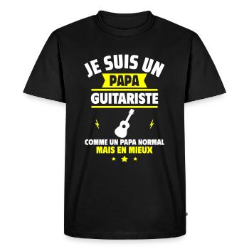 Papa guitariste, fête des pères, idée cadeau noël - T-shirt Premium bio Homme - noir - Devant - Nico (187cm)