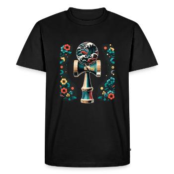 Kendama Japonais Floral Grande Vague - T-shirt Premium bio Homme - noir - Devant - Nico (187cm)