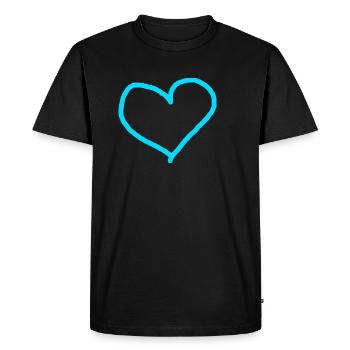 Coeur Bleu Clair Bleu Idée Cadeau Turquoise Cyan Love - T-shirt Premium bio Homme - noir - Devant - Nico (187cm)