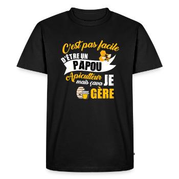 Papou apiculteur grand père abeille à miel t-shirt - T-shirt Premium bio Homme - noir - Devant - Nico (187cm)