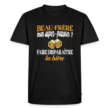 Beau-frère disparaître la bière t-shirt humour - T-shirt Premium bio Homme - noir - Devant - Nico (187cm)