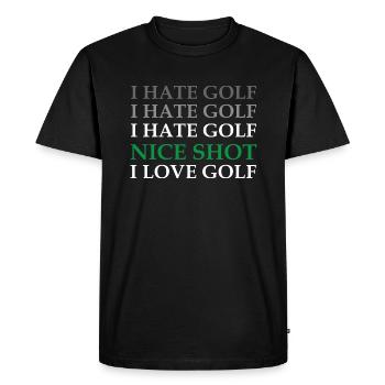 Je déteste Golf nice shot - drôle, humoristique, drôle - T-shirt Premium bio Homme - noir - Devant - Nico (187cm)