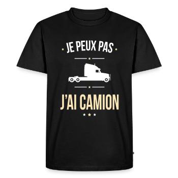 Je peux pas j'ai camion - Cadeau humour - T-shirt Premium bio Homme - noir - Devant - Nico (187cm)