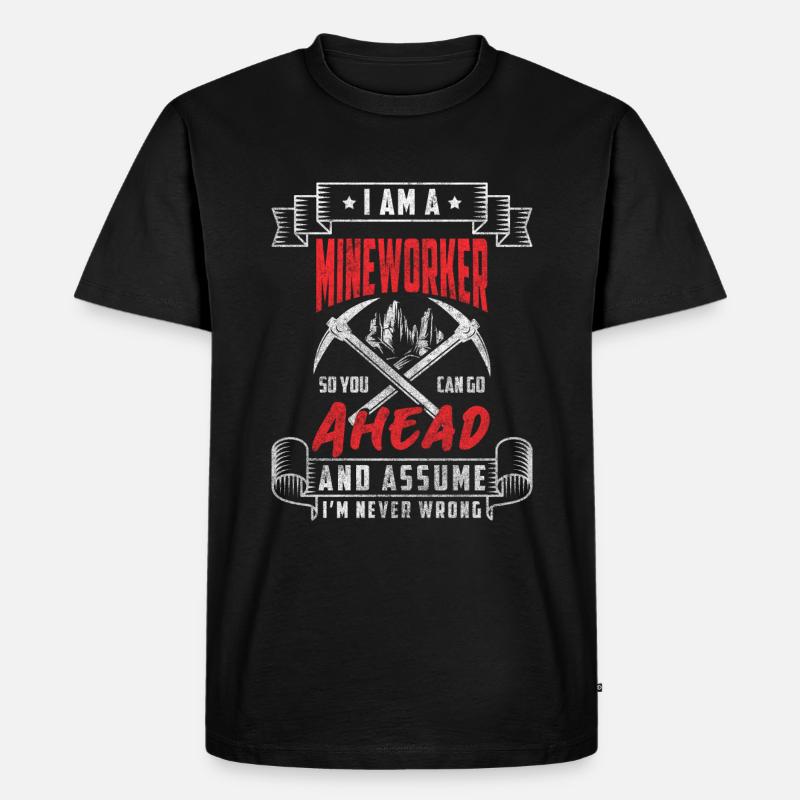 Bergarbeiter Mine Grubenarbeiter - Männer Premium Bio T-Shirt - Schwarz