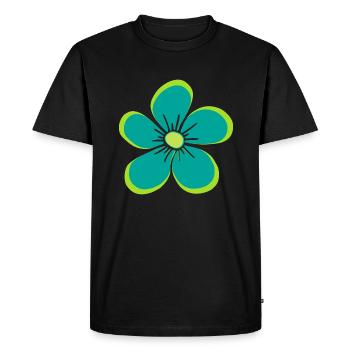 Fleur verte, fleur, floral, motif floral, floral - T-shirt Premium bio Homme - noir - Devant - Nico (187cm)