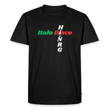 Italo Disco Hi NRG t shirt - Men's Premium Organic T-Shirt - black - Front - Nico (187cm)