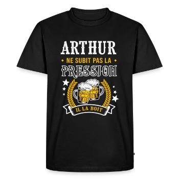 Arthur bière Arthur cadeau arthur fêtes - T-shirt Premium bio Homme - noir - Devant - Nico (187cm)