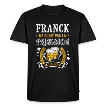 Franck bière Franck cadeau franck fêtes - T-shirt Premium bio Homme - noir - Devant - Nico (187cm)