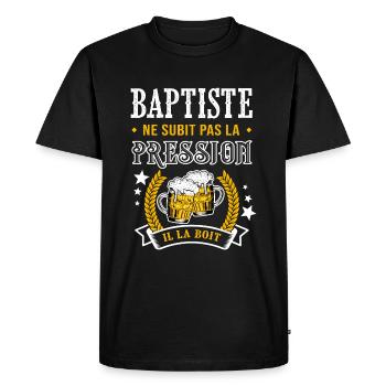 Baptiste bière cadeau baptiste fêtes - T-shirt Premium bio Homme - noir - Devant - Nico (187cm)