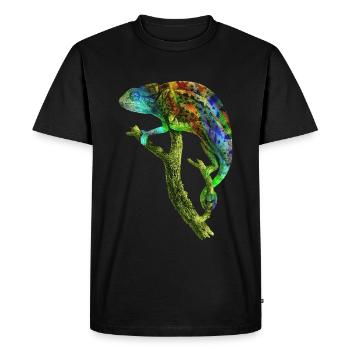 Chameleon on the branch - Watercolor - Men's Premium Organic T-Shirt - black - Front - Nico (187cm)