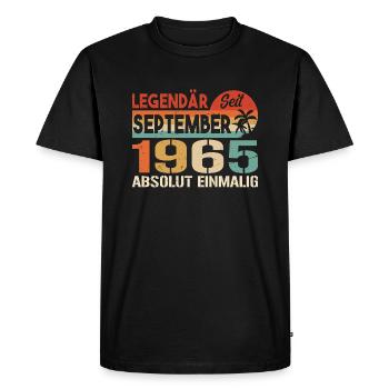 1965 September Vintage Geburtstagsgeschenk 1965 - Männer Premium Bio T-Shirt - Schwarz - Vorne - Nico (187cm)