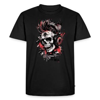 Crâne Raver DE HELL Headphone Rave Club - T-shirt Premium bio Homme - noir - Devant - Nico (187cm)