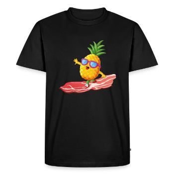 Ananas drôle cool sur l’onde de bacon - T-shirt Premium bio Homme - noir - Devant - Nico (187cm)