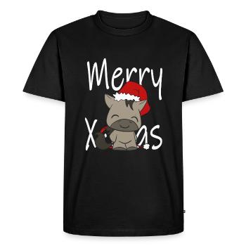 Cheval de Noël Kawaii Comic Riding Noël doux - T-shirt Premium bio Homme - noir - Devant - Nico (187cm)
