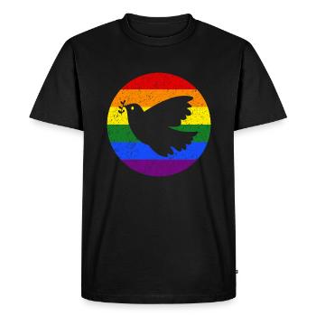 Drapeau de la Paix Colombe de la Paix - T-shirt Premium bio Homme - noir - Devant - Nico (187cm)
