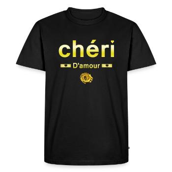 Chéri d'amour - T-shirt Premium bio Homme - noir - Devant - Nico (187cm)