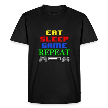 Mangez la répétition du jeu de sommeil - T-shirt Premium bio Homme - noir - Devant - Nico (187cm)