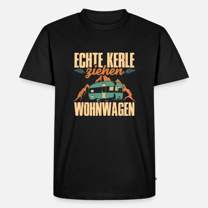 Echte Kerle ziehen Wohnwagen - Männer Premium Bio T-Shirt - Schwarz