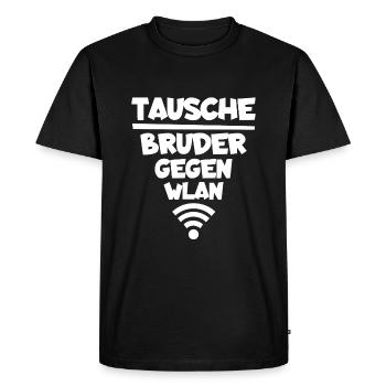 Échangez frère vs citation Wlan Geek T-shirt amusant - T-shirt Premium bio Homme - noir - Devant - Nico (187cm)
