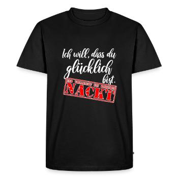 Glücklich und nackt Männer Shirt Beziehung TShirt - Männer Premium Bio T-Shirt - Schwarz - Vorne - Nico (187cm)