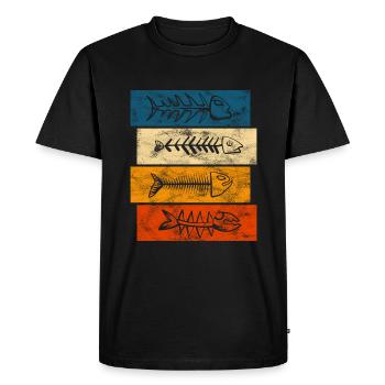Pêche Pêche pêche poisson rétro - T-shirt Premium bio Homme - noir - Devant - Nico (187cm)