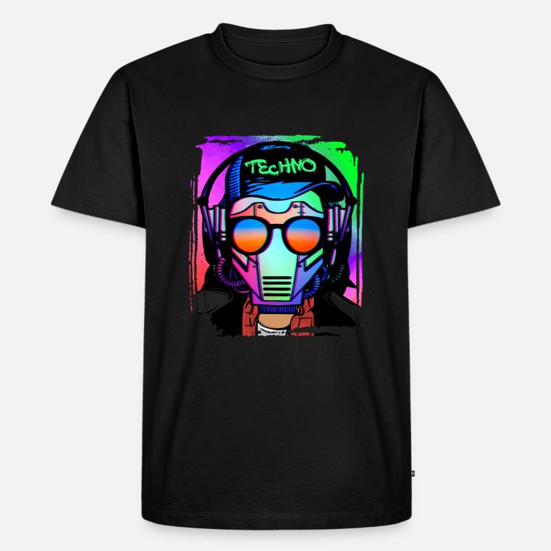 Psychedelic / Techno / Minimal Head Design - Männer Premium Bio T-Shirt - Schwarz
