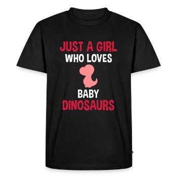 Juste une fille qui aime les bébés dinosaures - T-shirt Premium bio Homme - noir - Devant - Nico (187cm)