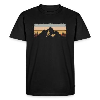 Canicross Geländelauf mit Hund Canicross Läuferin - Männer Premium Bio T-Shirt - Schwarz - Vorne - Nico (187cm)