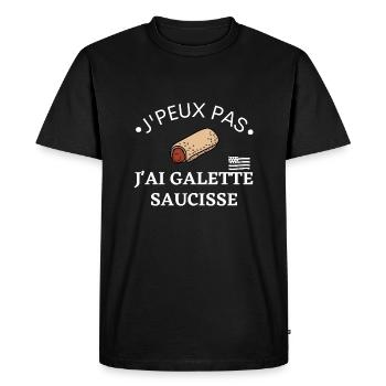 J'peux pas j'ai Galette saucisse. Cadeau bretagne - T-shirt Premium bio Homme - noir - Devant - Nico (187cm)