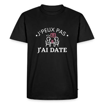 J'peux pas j'ai Date. Cadeau charmeur cadeau charo - T-shirt Premium bio Homme - noir - Devant - Nico (187cm)