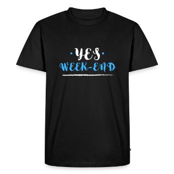 Yes week-end. Cadeau humour, jeu de mots, repos - T-shirt Premium bio Homme - noir - Devant - Nico (187cm)