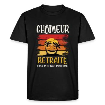 chômeur retraité - T-shirt Premium bio Homme - noir - Devant - Nico (187cm)