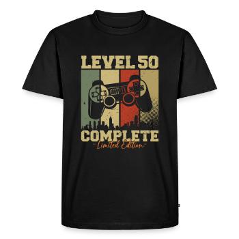 Niveau 50 Débloqué 50 Cadeau d’anniversaire - T-shirt Premium bio Homme - noir - Devant - Nico (187cm)