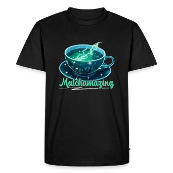 Amateurs de thé Matcha Dictons Matcha L’heure du thé - T-shirt Premium bio Homme - noir - Devant - Nico (187cm)