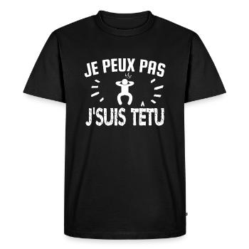 je peux pas je suis têtu - T-shirt Premium bio Homme - noir - Devant - Nico (187cm)