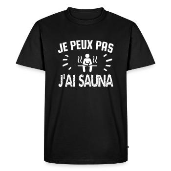 je peux pas j'ai sauna - T-shirt Premium bio Homme - noir - Devant - Nico (187cm)