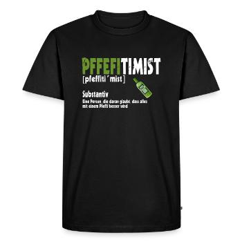 Pfeffi Pfefferminzlikör - Männer Premium Bio T-Shirt - Schwarz - Vorne - Nico (187cm)