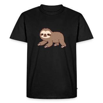 Paresseux rampant mignon - T-shirt Premium bio Homme - noir - Devant - Nico (187cm)