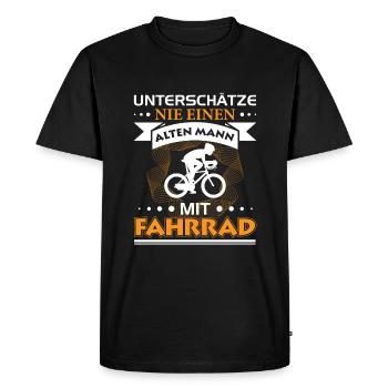 Ne sous-estimez jamais un vieil homme ... Vélo - T-shirt Premium bio Homme - noir - Devant - Nico (187cm)