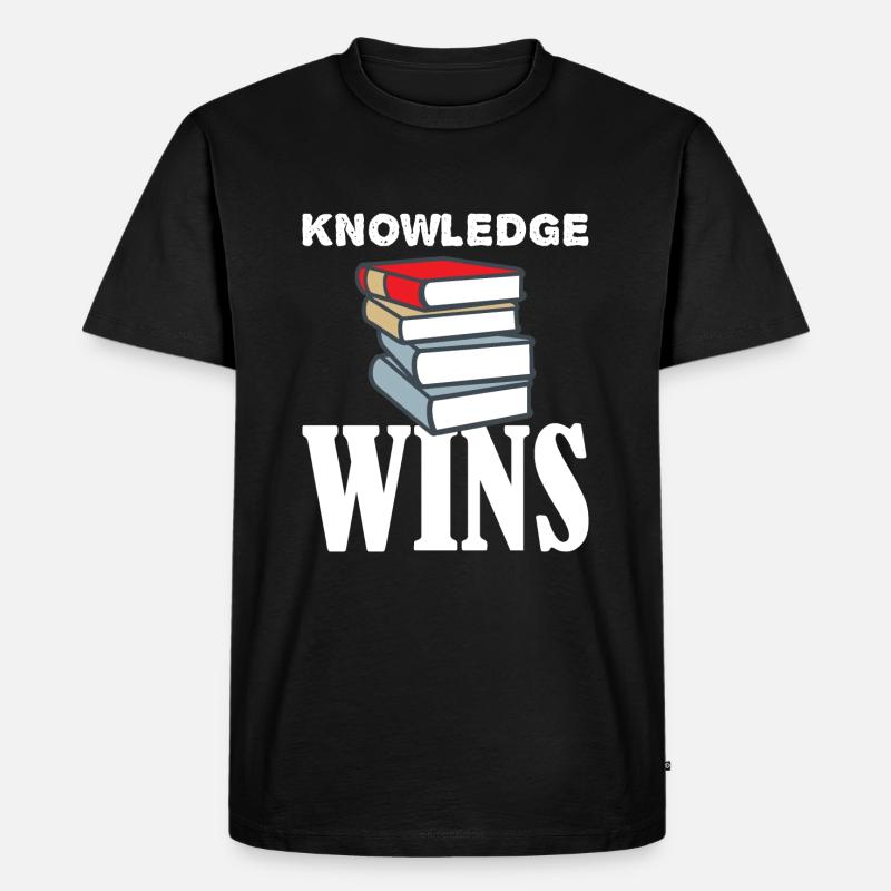 Knowledge Wins Bücher - Männer Premium Bio T-Shirt - Schwarz