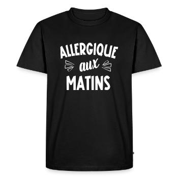 allergique aux matins - T-shirt Premium bio Homme - noir - Devant - Nico (187cm)