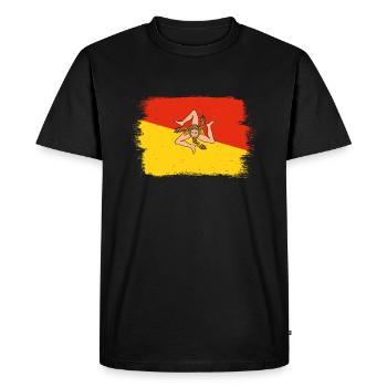 Drapeau de la Sicile Italie Palerme Trinacria Italia - T-shirt Premium bio Homme - noir - Devant - Nico (187cm)