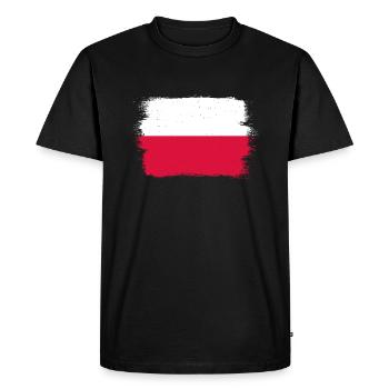 Poland Flag Used Look Polska Polish Flag - Men's Premium Organic T-Shirt - black - Front - Nico (187cm)