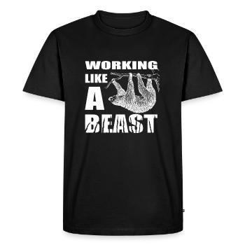 Working in the office like an animal, like a sloth - Men's Premium Organic T-Shirt - black - Front - Nico (187cm)