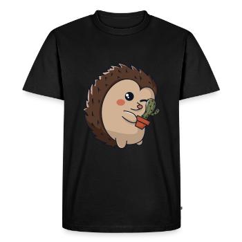 Hérisson épineux - T-shirt Premium bio Homme - noir - Devant - Nico (187cm)